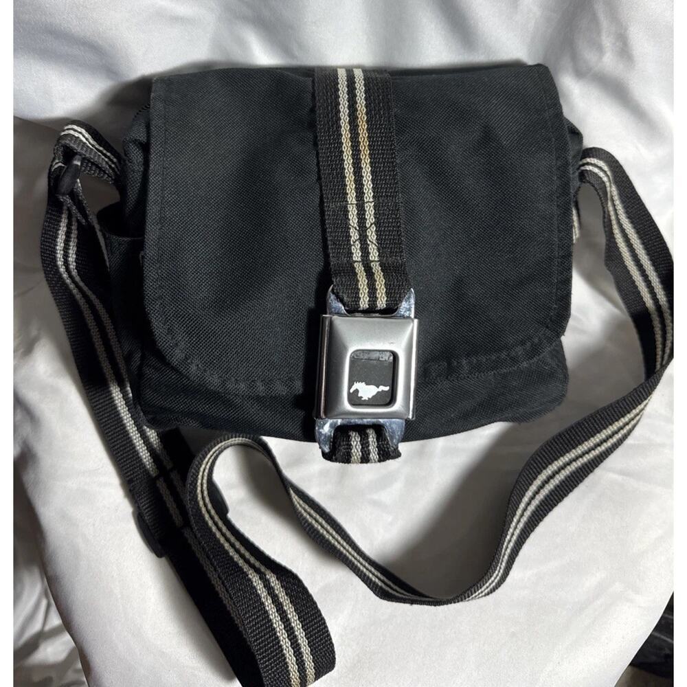 Buckle Down Ford Mustang Seatbelt Bag Handbag Black Shoulder Crossbody Purse